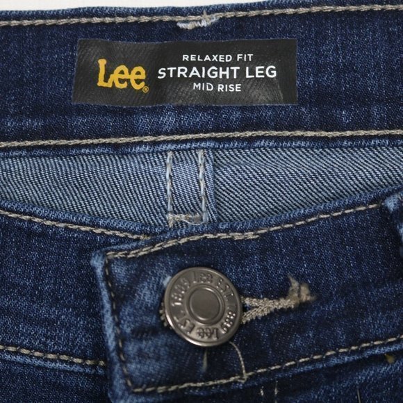 Lee Relaxed Fit Straight Leg Jeans Mid Rise Stretch Dark 6 x 31 - Picture 7 of 11